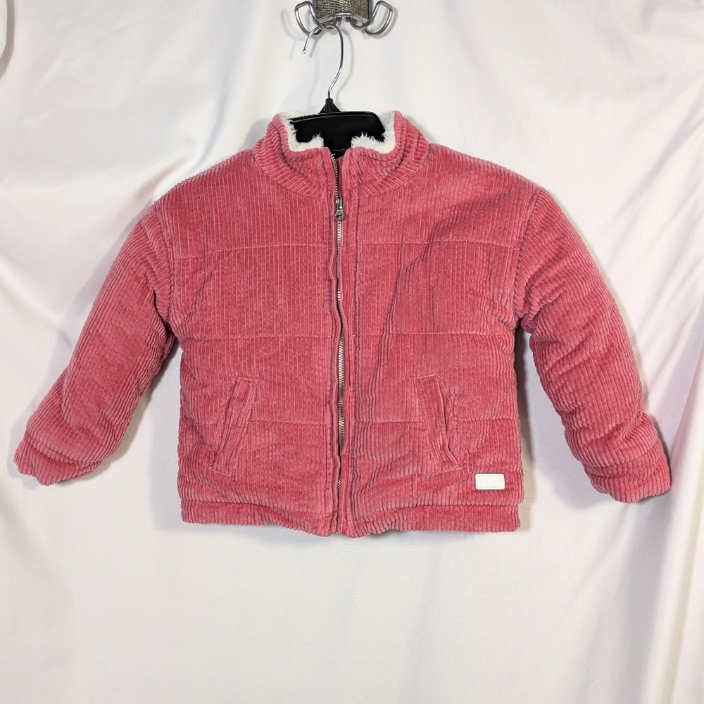 Kids 7 For All Mankind‎  Winter Jacket Pink Corduroy Cream Sherpa Cotton Warm 3T